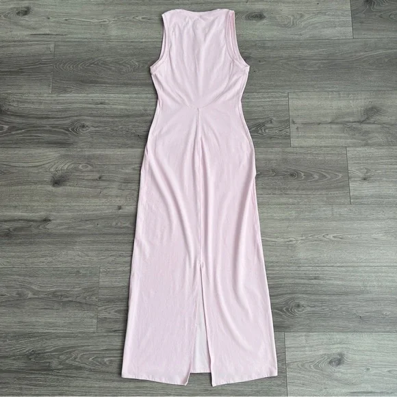 LULULEMON All Aligned Ribbed Midi Dress Size 2 Pastel Pink Nulu Stretch Bodycon - Picture 4 of 7
